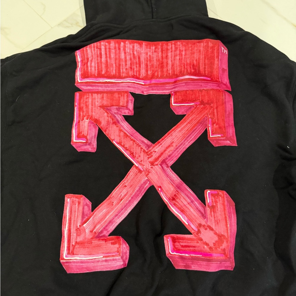 Off white Black Hoodie | L